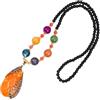 WRITWAA Collana Lunga Stile Bohemien Con Ciondolo Agata Arancione e Perline Colorate Accessorio Decorativo Per Donne Perfetta Per Ogni Occasione e Speciale