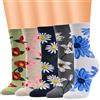 Bakicey Calze da Donna e Ragazza in Cotone - Motivo Carino a Cartone Animato, Sportive Elastiche, Corte Con Fiore - Taglia 35-39