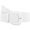 Giomos Cintura elastica in paglia intrecciata da donna, in rafia intrecciata, stile bohémien, per abiti estivi, Fibbia ad anello a D - bianco, XL: Fit waist size up to 45