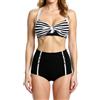 Bslingerie® Costume da bagno bikini da donna retrò vintage push-up a vita alta taglie forti, S