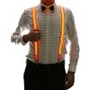 Brejkdo Set di 2 bretelle luminose da uomo a LED e papillon, perfette per feste di musica, Halloween, feste in costume, danza al neon, abbigliamento rave, Colore: arancione, Taglia unica