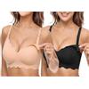 Bresdk Reggiseno Allattamento 2 per Gravinza Senza Ferretto Senza Cuciture | Reggiseno senza ferretto e reggiseno comodo, bordo ondulato, coppe soffici per casa e tempo libero, push up
