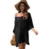 RPAEOY Copricostume Donna Mare Camicia Spiaggia con Pompon Vestito Chiffon Copricostumi da Bagno Beachwear Traspirante Abito Estivo Bikini Cover up Sarong Elegante