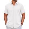 COOFANDY Hemd Herren Kurzarm Sommer Freizeithemd Button Down Regular Fit Shirt Urlaub Strand Hemden Weiß XL