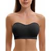 Ailixcozy Reggiseno senza spalline push up senza ferretto a fascia, taglie grandi, antiscivolo, in silicone, senza cuciture, con spalline trasparenti e nere, Nero , XL