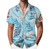 Danfiki Camicia Hawaiana Uomo a Maniche Corte Collo Button-Down Stampa Fiori