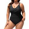 Vijamiy Costume Intero Donna Taglie Forti Sexy Scollo a V Push Up Costumi da Bagno Imbottito Reggiseno Curvy Swimwear Piscina Moda a Blocchi di Colore L-4X