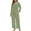 PrinStory Pigiama da donna in pile girocollo pigiama in flanella pigiama a maniche lunghe e pantaloni, Dd Pecora Verde, M