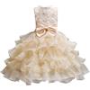 Generico Vestito Bimba Elegante Estivo con Maniche a Balze Abito da Principessa Bambina Vestito di Compleanno Bimba Bambini per Comunione Battesimo Abiti
