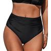 CUPSHE Bikini da donna a vita alta, snellente, arricciatura Cheeky, Nero , M