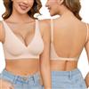 UMIPUBO Reggiseni Schiena Scoperta Reggiseno Senza Ferretto da Donna Imbottito Push Up Scollo a V Bralette Regolabile Imbottitura Rimovibile Comoda Seamless Basic (Pelle, S)