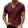Generico Maglia Uomo Collo A V Manica Corta in Cotone E Lino, Finitura Vissuta con Bordi Grezzi, Modello Ampio Tinta Unita Perfetto per L'Estate E Le Giornate al Mare