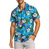 King Kameha Camicia Hawaiana Uomo a Maniche Corte con Stampa Pappagallo e Ciliegia, Cherryparrot, Turchese, 6XL