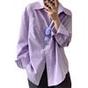 Canli4Y Lyocell - Camicia da donna oversize, con scollo a V, a maniche lunghe, casual, con bottoni, a tunica, in spiaggia, in vacanza