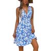 XIVISTO Vestito Donna Casual Mini Abito Estivo Floreale Vestiti Senza Maniche Scollo a V Elegante Abiti Mare da Spiaggia con Tasche
