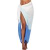 SHU-SHI - telo mare/pareo da donna, gonna a portafoglio, copricostume, ombre tie dye, Blu/bianco, One Size
