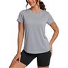 TACVASEN Maglietta Donna Maniche Corte UPF 50+ Sportiva Grigio Chiaro, M