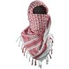 Luxns - Sciarpa tattica militare da deserto, kefiah in 100% cotone, bianco e rosso., taglia unica