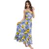 DIVINA Vestito Lungo Donna, 100% Cotone, Scollo a Triangolo, Stampa Limoni, Spalline Regolabili - Vest 174 - S02