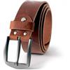 Fa.Volmer Marrone Cintura 100% pelle di bufalo, 40 mm di larghezza e circa 3-4 mm di spessore, accorciabile, cintura in pelle, per abito uomo, jeans, #Gbr00020 (waist size (Bundweite) 95cm)