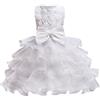 Generico Vestito Bimba Elegante Estivo con Maniche a Balze Abito da Principessa Bambina Vestito di Compleanno Bimba Bambini per Comunione Battesimo Abiti