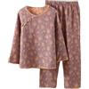 PRINCESS BRIDE Garza Jacquard Cotone Set Pigiama Donna Set Estate Lounge Set Hanfu Sciolto Kimono Slant Collar, Viola, M