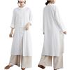 DAYKET Abbigliamento da Donna Tai Chi Uniforme da Meditazione Zen Abbigliamento Kung Fu In Cotone e Lino per Esercizi Mattutini,White-L