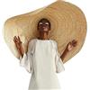 Settoo Cappello di paglia oversize da donna, con tesa larga, anti-UV, pieghevole, Roll-Up Floppy Beach (56-58 cm)