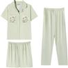 Uwdiohq Estivo da Donna A Maniche Corte con, 3 Pezzi, Taglie Forti Vestaglia di (Light Green, M) Pigiama Cotone Natale Pigiami Elegante Taglia Grande Caldo Pijamas Lungo Ragazza 12 Anni