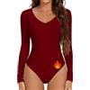 Joyshaper Body Donna Maniche Lunghe Top Elegante Con Scollo Quadrato Camicetta Termica Calda Bodysuit Tops Magliette Intime