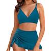 Generic Costume Donna Piscina Sportivo - Bikini Donna Due Pezzi con Gonna da Bagno, Top Scollo a V, Slip Vita Alta con Coulisse Laterale e Volant, Costume Mare Spiaggia Piscina Terme in Vacanza