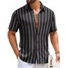 COOFANDY Camicia da uomo a maniche corte a righe, camicia estiva da uomo, a maniche corte, leggera, per il tempo libero, per vacanze, spiaggia e Smart Casual, Grigio scuro/nero, M