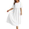 Generisch 2026 Abito estivo morbido fibre naturali con scollo rotondo maniche a cinque punti per eleganza casual, bianco, S