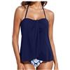 Generico Tankini Donna Mare Slip Hot Costume Donna Due Pezzi Canotta Costumi da Bagno 2 Pezzi Halter Schiena Scoperta Piscina Bikini Spiaggia Estate Swimwear (L, Marina Militare)