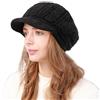 Huakunda Berretto da donna, invernale, caldo, in lana, da donna, retrò, imbottito, con visiera, con visiera, Nero , Taglia unica