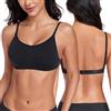 DotVol Reggiseno Senza Ferretto per Donna Doppio Spessore Morbido Senza Imbottitura Schiena Scoperta Intimo con Spalline Trasparenti Regolabili Comodo Nero XXL
