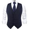 Alizeal Gilet da uomo gessato da lavoro, abito formale, da smoking, A righe blu scuro, L