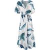 JOPHY & CO. Abito Vestito Lungo Casual con Scollo a V cod 7196 (3XL, Bianco Floreale)