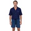 Henry Terre Pigiama da uomo con pantaloncini e maglietta a maniche corte Karl, taglie 3XL-5XL, taglie forti, in cotone, con bottoni, Blu, 4XL