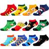 WeciBor 12 paia di calzini corti da uomo colorati divertenti in cotone fantasia casual alla caviglia, Rosso/Giallo/Blu/Verde/Nero/Multicolore Alimenti-12B, 39-42