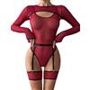 Aranmei Set Di Lingerie Per Le Donne 5 Pezzi Body In Pizzo Sexy Con Polsini Coscia Biancheria Intima Teddy Neonati Con Coscia Giarrettiera Senza Calze
