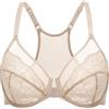 DELIMIRA Donna Reggiseno Apertura Frontale in Pizzo Taglie Forti Racerback Trasparente con Ferretto Beige 6D
