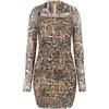 GUESS Abito Bernadette da donna Eco a maniche lunghe con scollo quadrato, Phyton Stampa Pelle Naturale, XS