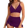 Generic Costume Intero Donna Brasiliana - Bikini Donna Due Pezzi con Gonna da Bagno, Top Scollo a V, Slip Vita Alta con Coulisse Laterale e Volant, Costume Mare Spiaggia Piscina Terme in Vacanza