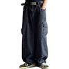 ORANDESIGNE Uomo Hip Hop Jeans Pantaloni Stile Hipster Denim Urban Skate Gamba Dritta Allentata per Adolescenti Vintage Harajuku Baggy B Nero L