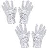 XNIVUIS 2 Paia Guanti con Paillettes Scintillanti da Ballo per Adulti - Lunghezza Polso, Unisex, per Costumi Rave Party (Bianco)