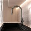 Dileci Rubinetto da cucina con doccetta estraibile grigio metallizzato - Miscelatore girevole a 360° con 2 getti d'acqua - Finitura spazzolata anti-impronte - Cartuccia in ceramica di alta qualità