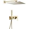 VALAZ Doccia Incasso Oro Spazzolato Protezione PVD | Miscelatore Doccia Incasso Spruzzatore Effetto Pioggia | Installazione a Parete Facile | Inossidabile, Rotondo, Spruzzatore 25 cm, Serie Miño