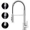 FORIOUS Rubinetto Cucina, Rubinetto Lavello Cucina Estraibile, Miscelatore Cucina con Maniglia Singola e 3 Funzioni, Rubinetto per Lavello con Molla Girevole a 360°, Cromo Lucido