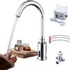 TuBanRen Rubinetto Con Sensore A Infrarossi, Rubinetto Automatico Con Miscelatore Bagno Lavabo Alto 32 Cm, Rubinetto Senza Contatto Battery Ottone Antibatterico Resistente Alla Corrosione (con miscelatore)
